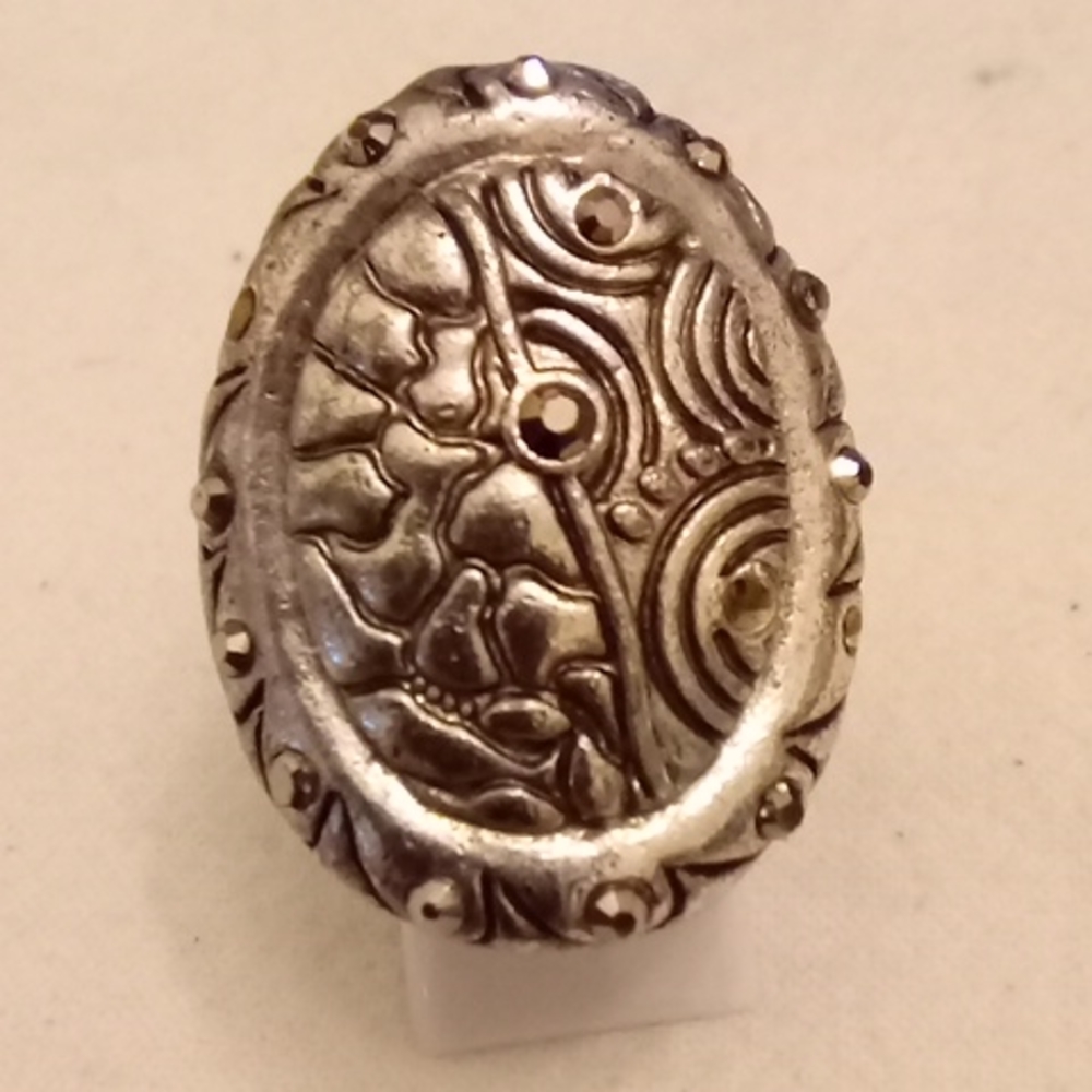 Stainless Steel Ring with Zircons
